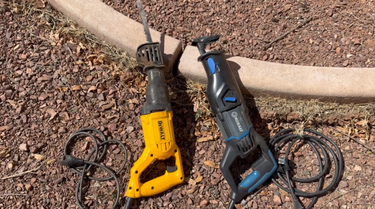 dewalt and kobalt reciprocating saws next to each other